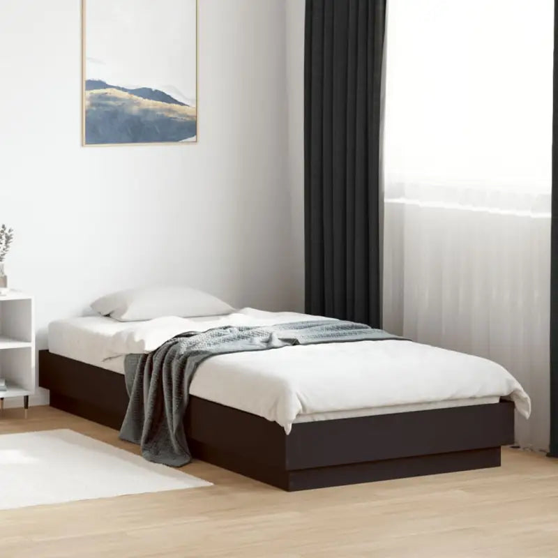 Bedframe van bewerkt hout in grijs sonoma voor een stabiele slaapkamer - Zwart / 100 x 200 cm - Bedden & bedframes