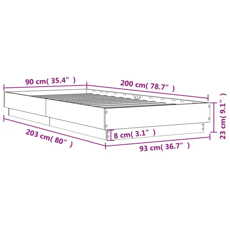 Bedframe van bewerkt hout in grijs sonoma voor een stabiele slaapkamer - Bedden & bedframes