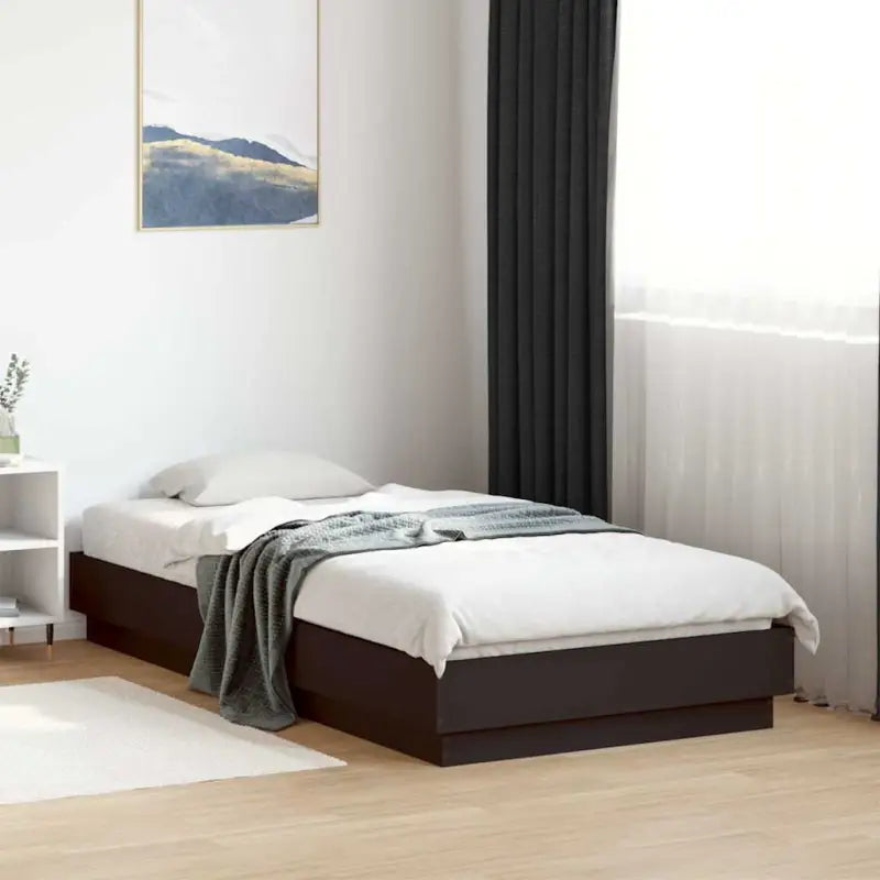 Bedframe van bewerkt hout in grijs sonoma voor een stabiele slaapkamer - Zwart / 90 x 190 cm - Bedden & bedframes