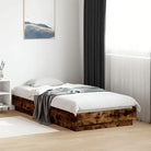 Bedframe van bewerkt hout in grijs sonoma voor een stabiele slaapkamer - Gerookt eiken / 75 x 190 cm - Bedden &