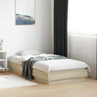 Bedframe van bewerkt hout in grijs sonoma voor een stabiele slaapkamer - Sonoma eiken / 90 x 190 cm - Bedden & bedframes