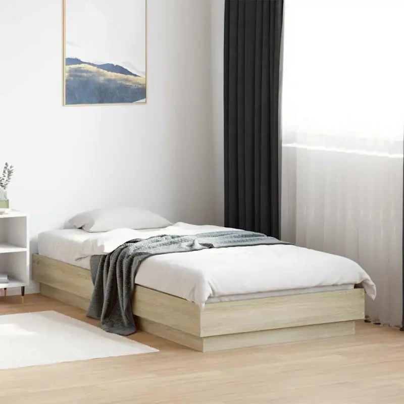 Bedframe van bewerkt hout in grijs sonoma voor een stabiele slaapkamer - Sonoma eiken / 90 x 190 cm - Bedden & bedframes