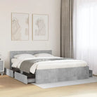 Bedframe van bewerkt hout voor een comfortabele slaapkamer - Betongrijs / 150 x 200 cm - Bedden & bedframes