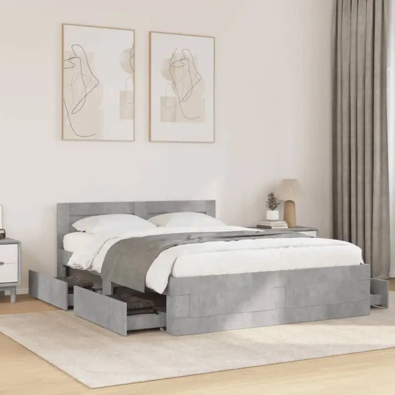 Bedframe van bewerkt hout voor een comfortabele slaapkamer - Betongrijs / 120 x 200 cm - Bedden & bedframes