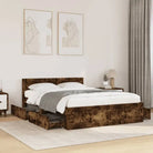 Bedframe van bewerkt hout voor een comfortabele slaapkamer - Gerookt eiken / 120 x 200 cm - Bedden & bedframes