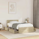 Bedframe van bewerkt hout voor een comfortabele slaapkamer - Sonoma eiken / 100 x 200 cm - Bedden & bedframes