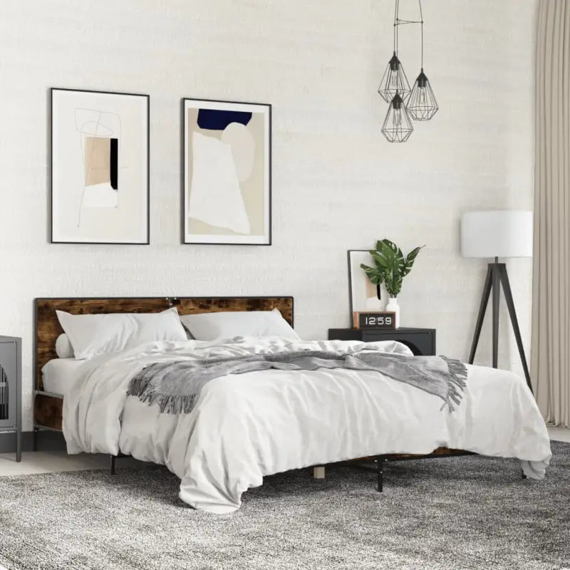 Bedframe van bewerkt hout voor een stabiele en duurzame slaapruimte - Gerookt eiken / 160 x 200 cm - Bedden & bedframes