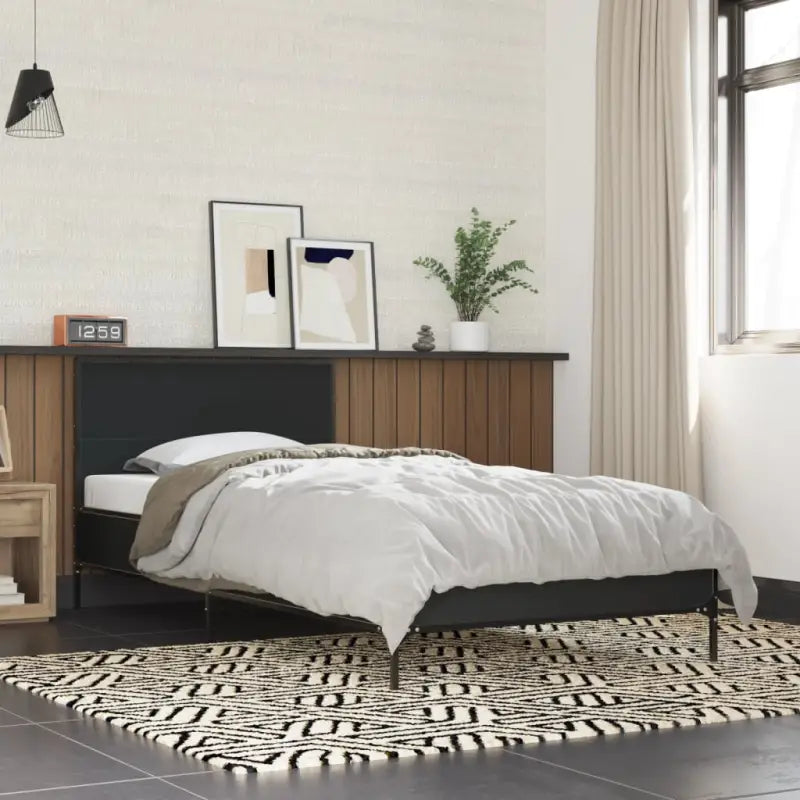 Bedframe van bewerkt hout voor een stabiele en duurzame slaapruimte - Zwart / 100 x 200 cm - Bedden & bedframes