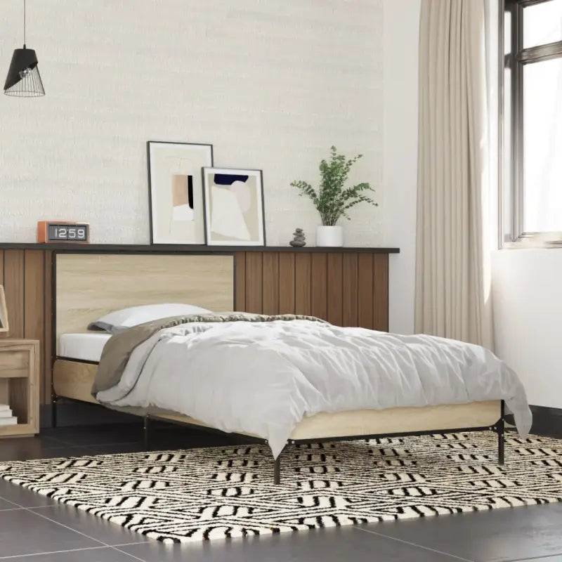Bedframe van bewerkt hout voor een stabiele en duurzame slaapruimte - Sonoma eiken / 90 x 190 cm - Bedden & bedframes