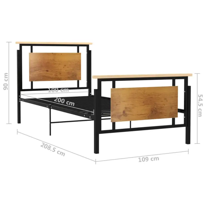 Bedframe van massief eikenhout en gepoedercoat metaal voor heerlijke nachtrust - Bedden & bedframes