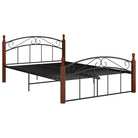 Bedframe van massief eikenhout en gepoedercoat metaal voor warme slaapkamer - Bedden & bedframes
