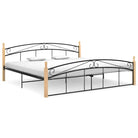 Bedframe van massief eikenhout en gepoedercoat metaal voor warme slaapkamer - Lichtbruin / 200 x 200 cm - Bedden &