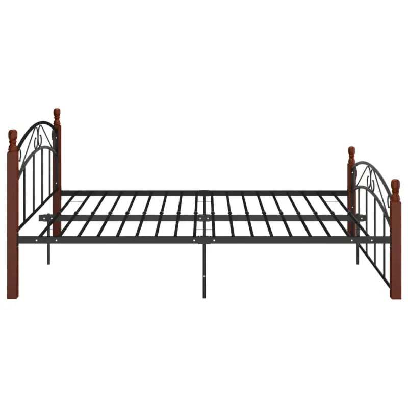 Bedframe van massief eikenhout en gepoedercoat metaal voor warme slaapkamer - Bedden & bedframes