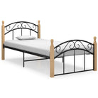 Bedframe van massief eikenhout en gepoedercoat metaal voor warme slaapkamer - Lichtbruin / 90 x 200 cm - Bedden &