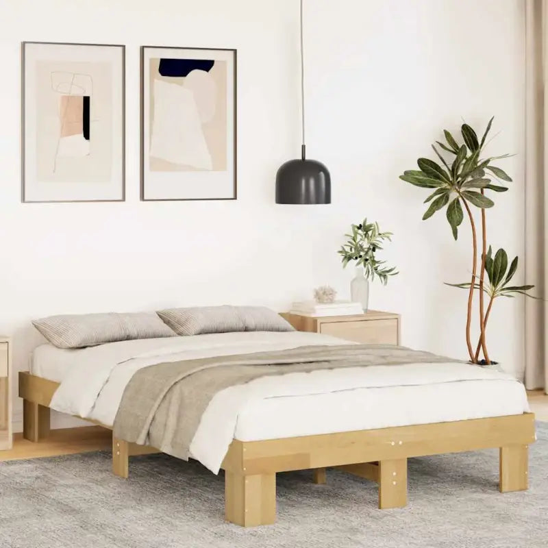 Bedframe van massief eikenhout met extra opbergruimte - 120 x 200 cm - Bedden & bedframes