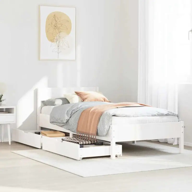 Bedframe van massief grenenhout in wit materiaal voor een goede nachtrust - Wit / 75 x 190 cm - Bedden & bedframes