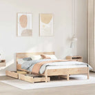 Bedframe van massief grenenhout in wit materiaal voor een goede nachtrust - Naturel / 140 x 200 cm - Bedden & bedframes