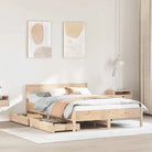 Bedframe van massief grenenhout in wit materiaal voor een goede nachtrust - Naturel / 135 x 190 cm - Bedden & bedframes