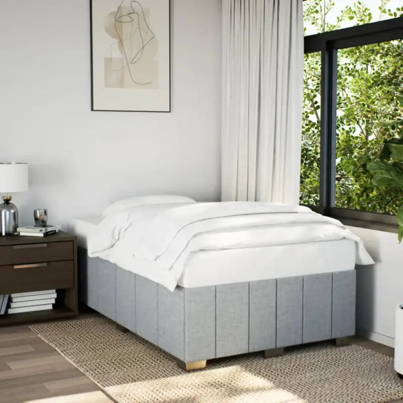 Bedframe van massief grenenhout met ademend vermogen en zacht polyesterweefsel - Lichtgrijs / 120 x 190 cm - Bedden &
