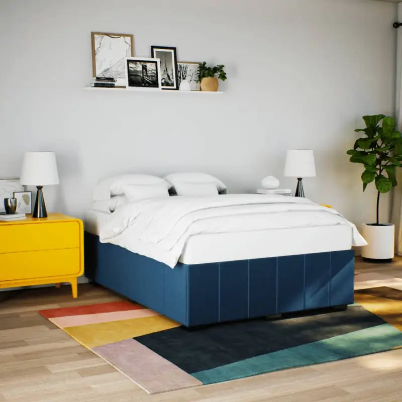 Bedframe van massief grenenhout met ademend vermogen en zacht polyesterweefsel - Blauw / 160 x 200 cm - Bedden &