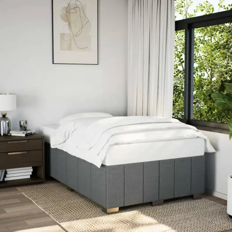 Bedframe van massief grenenhout met ademend vermogen en zacht polyesterweefsel - Donkergrijs / 120 x 200 cm - Bedden &