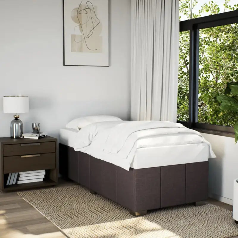 Bedframe van massief grenenhout met ademend vermogen en zacht polyesterweefsel - Donkerbruin / 90 x 200 cm - Bedden &