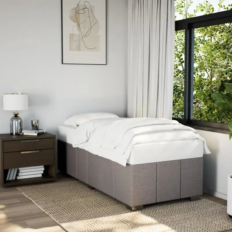 Bedframe van massief grenenhout met ademend vermogen en zacht polyesterweefsel - Taupe / 80 x 200 cm - Bedden &