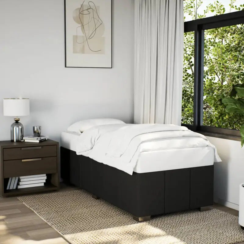 Bedframe van massief grenenhout met ademend vermogen en zacht polyesterweefsel - Zwart / 90 x 190 cm - Bedden &