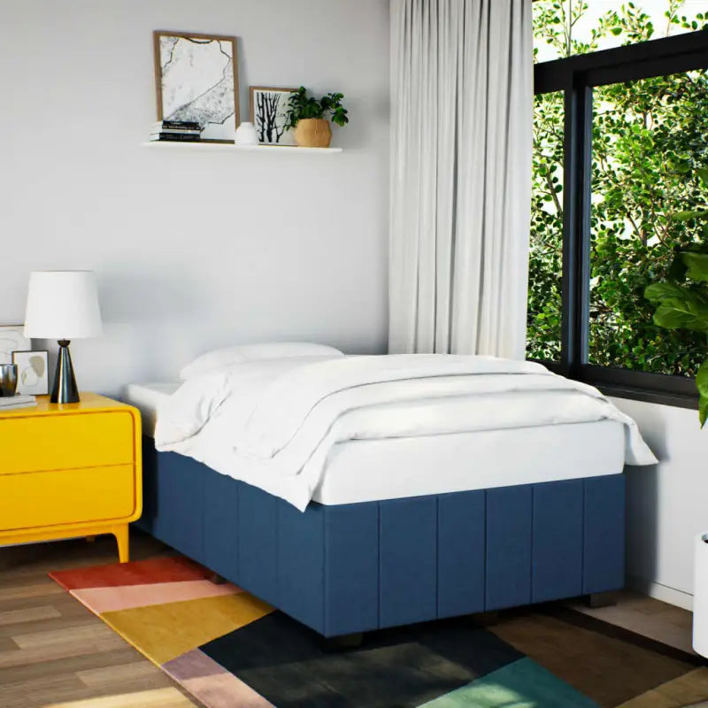 Bedframe van massief grenenhout met ademend vermogen en zacht polyesterweefsel - Blauw / 120 x 190 cm - Bedden &