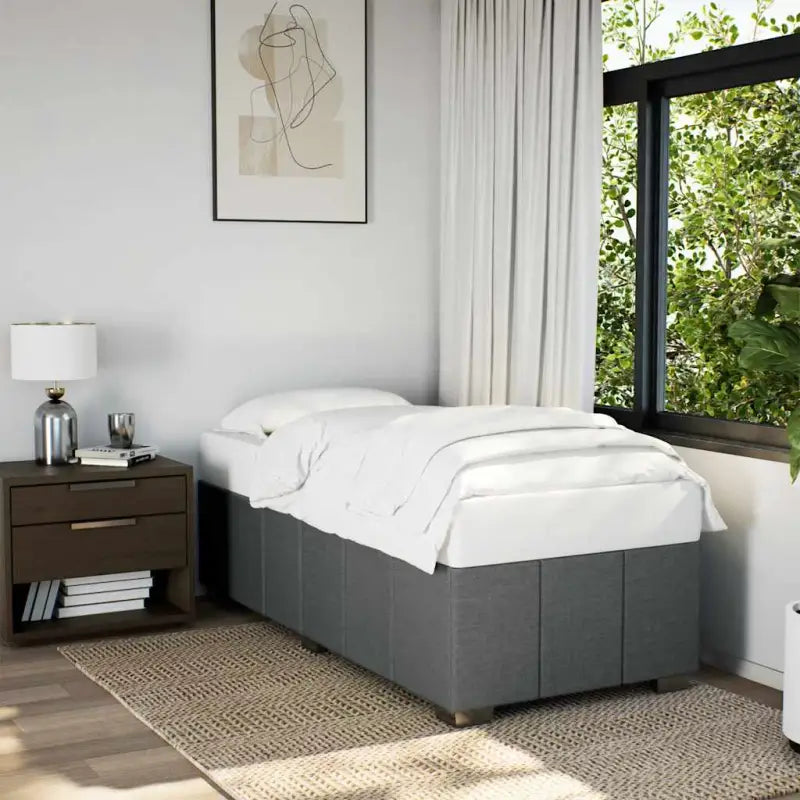 Bedframe van massief grenenhout met ademend vermogen en zacht polyesterweefsel - Donkergrijs / 100 x 200 cm - Bedden &