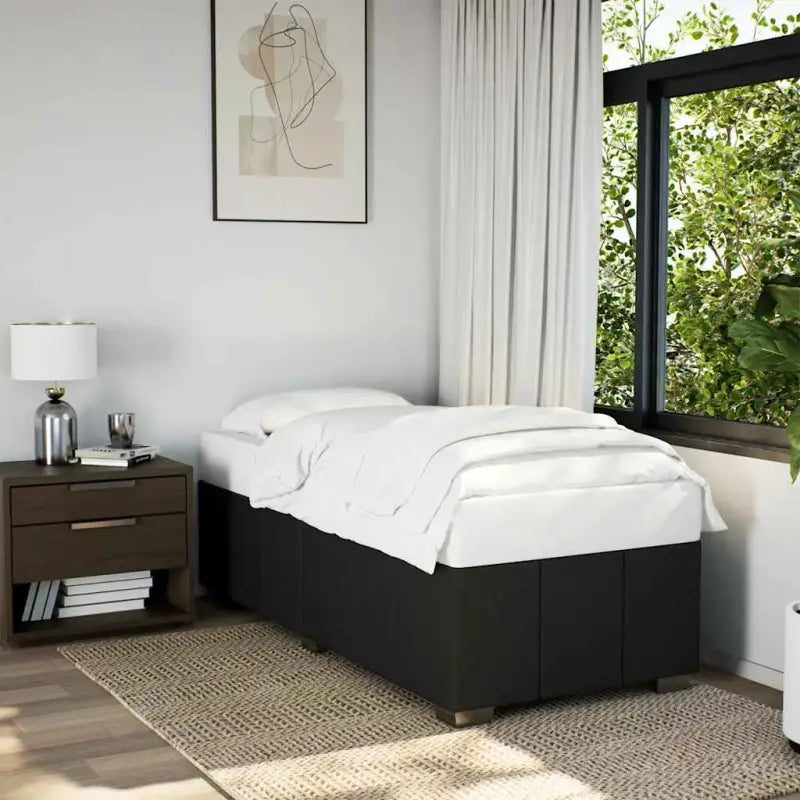 Bedframe van massief grenenhout met ademend vermogen en zacht polyesterweefsel - Zwart / 100 x 200 cm - Bedden &