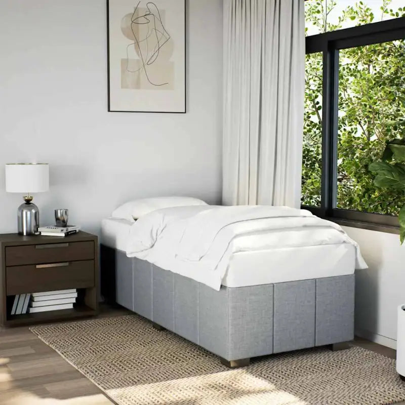 Bedframe van massief grenenhout met ademend vermogen en zacht polyesterweefsel - Lichtgrijs / 100 x 200 cm - Bedden &