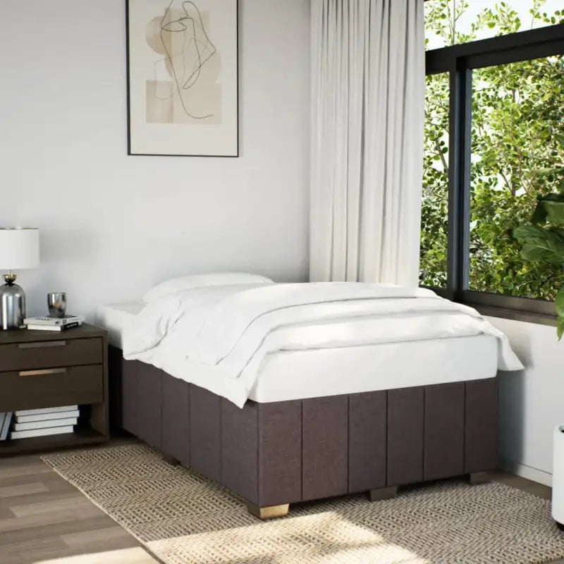 Bedframe van massief grenenhout met ademend vermogen en zacht polyesterweefsel - Donkerbruin / 120 x 190 cm - Bedden &