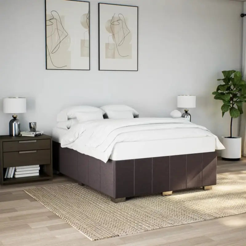 Bedframe van massief grenenhout met ademend vermogen en zacht polyesterweefsel - Donkerbruin / 160 x 200 cm - Bedden &