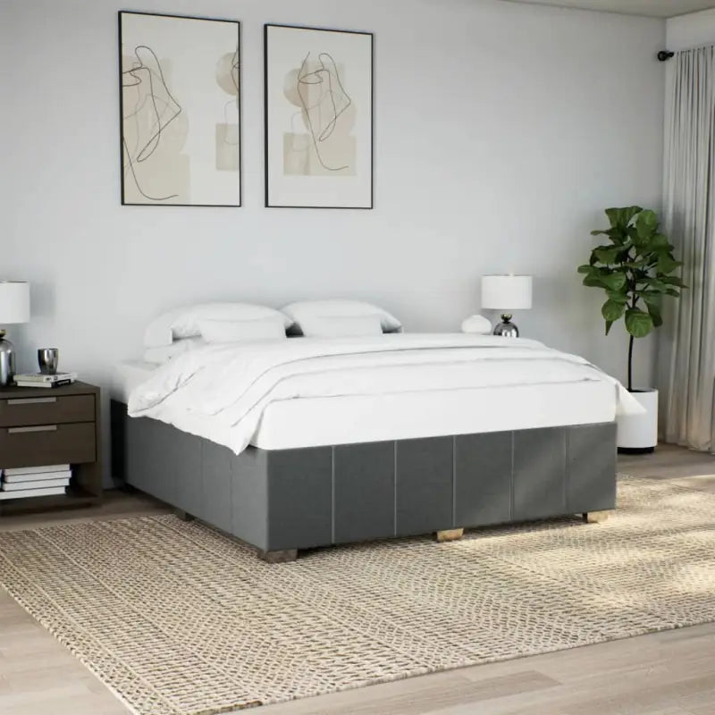 Bedframe van massief grenenhout met ademend vermogen en zacht polyesterweefsel - Donkergrijs / 180 x 200 cm - Bedden &