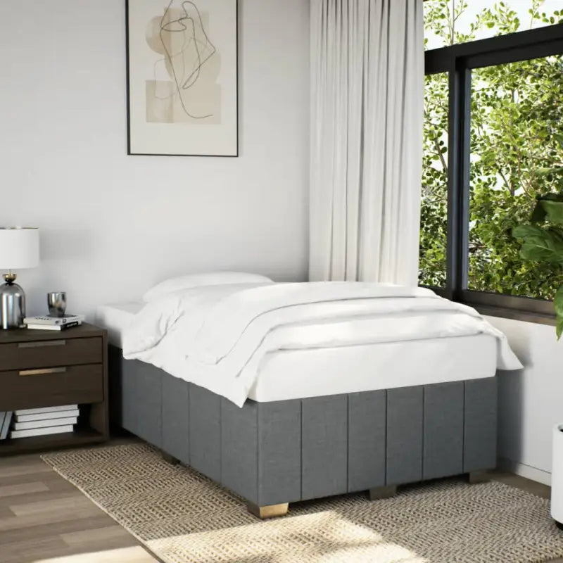 Bedframe van massief grenenhout met ademend vermogen en zacht polyesterweefsel - Donkergrijs / 120 x 190 cm - Bedden &