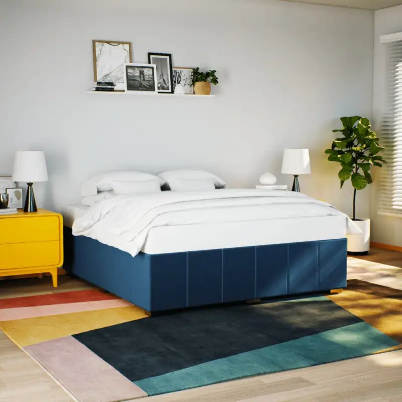 Bedframe van massief grenenhout met ademend vermogen en zacht polyesterweefsel - Blauw / 180 x 200 cm - Bedden &