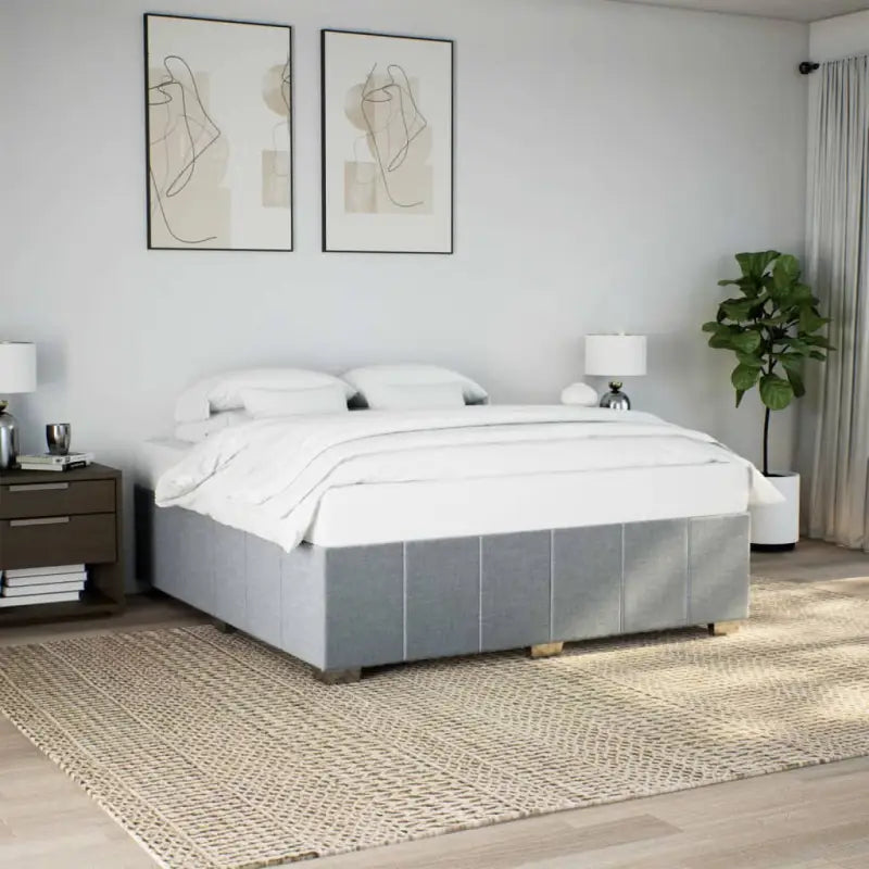 Bedframe van massief grenenhout met ademend vermogen en zacht polyesterweefsel - Lichtgrijs / 180 x 200 cm - Bedden &