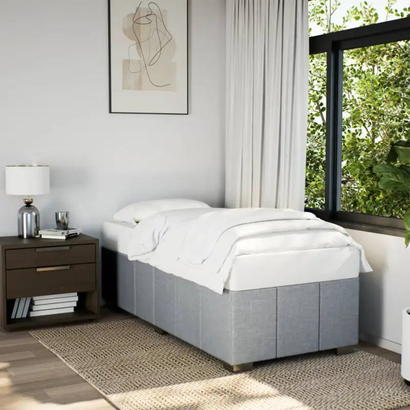 Bedframe van massief grenenhout met ademend vermogen en zacht polyesterweefsel - Lichtgrijs / 90 x 190 cm - Bedden &