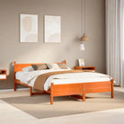 Bedframe van massief grenenhout met extra opbergruimte voor je slaapkamer - Wasbruin / 140 x 200 cm - Bedden & bedframes