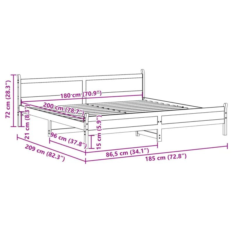 Bedframe van massief grenenhout met extra opbergruimte voor je slaapkamer - Bedden & bedframes