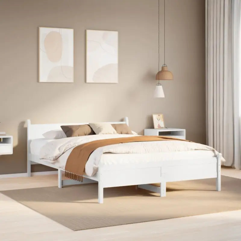 Bedframe van massief grenenhout met extra opbergruimte voor je slaapkamer - Wit / 135 x 190 cm - Bedden & bedframes
