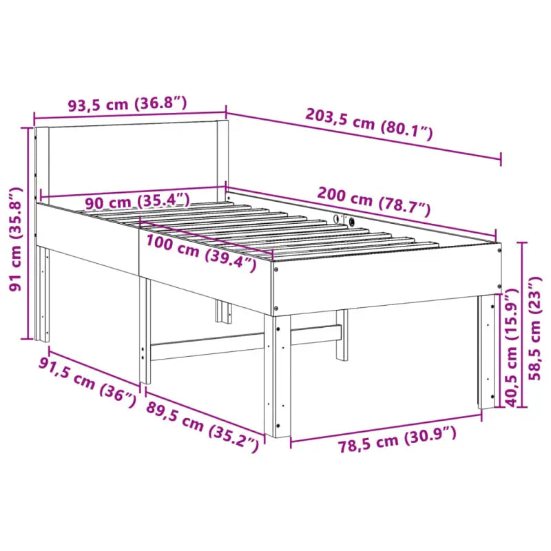 Bedframe van massief grenenhout met extra opbergruimte - Bedden & bedframes