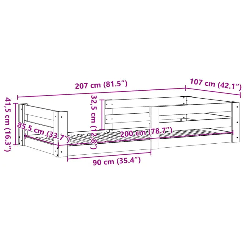 Bedframe van massief grenenhout met extra opbergruimte - Bedden & bedframes