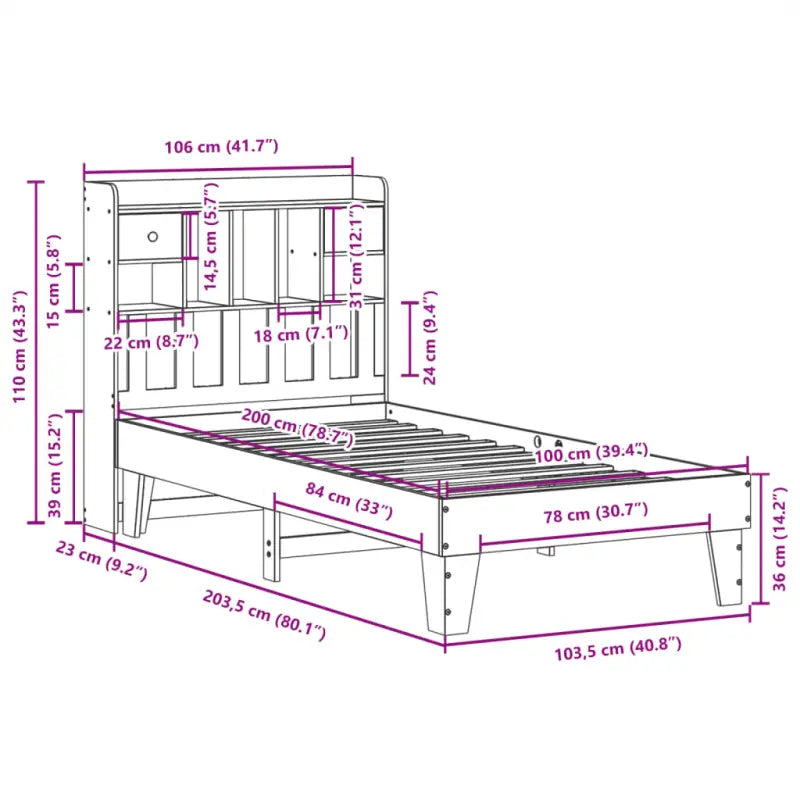Bedframe van massief grenenhout met extra opbergruimte - Bedden & bedframes