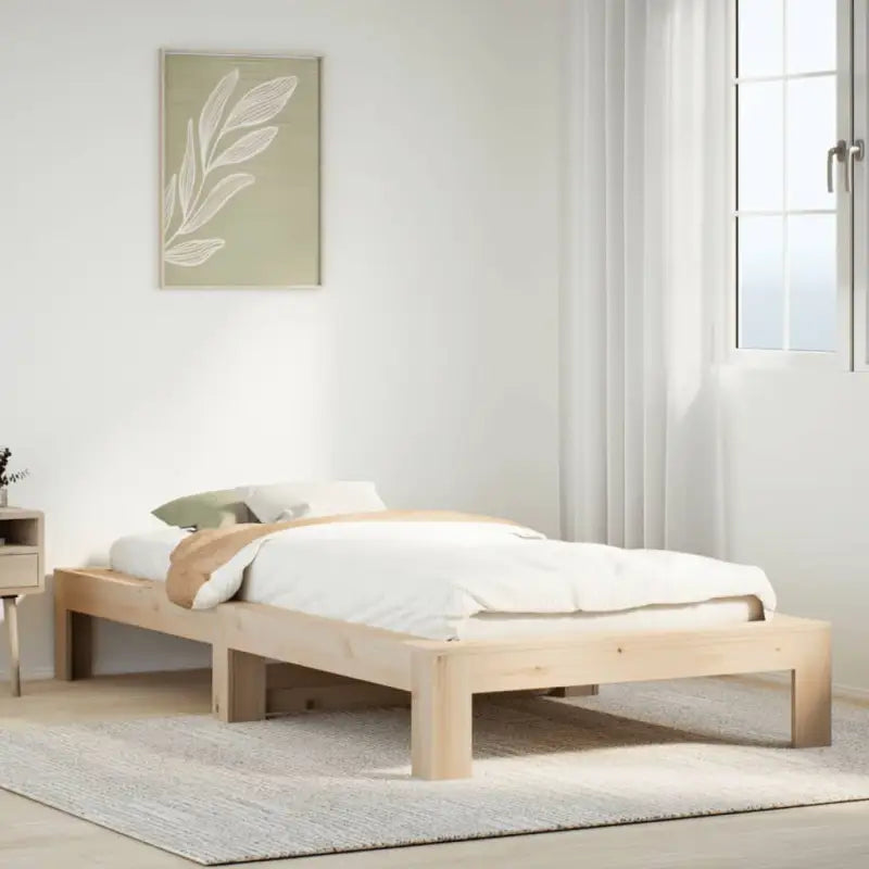 Bedframe van massief grenenhout met extra opbergruimte - Naturel / 75 x 190 cm - Bedden & bedframes