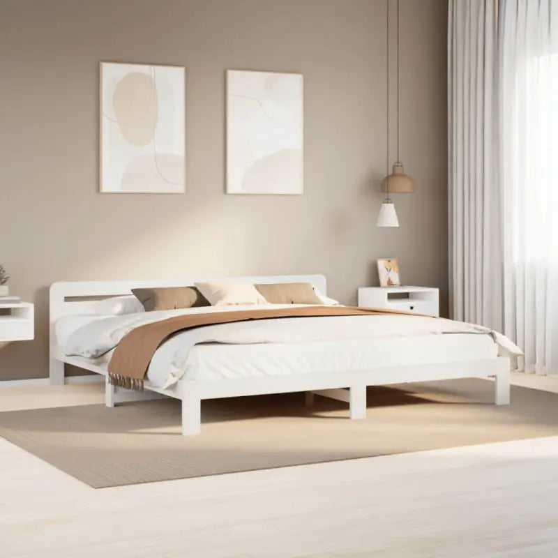 Bedframe van massief grenenhout met extra opbergruimte voor elke slaapkamer - Wit / 200 x 200 cm - Bedden & bedframes
