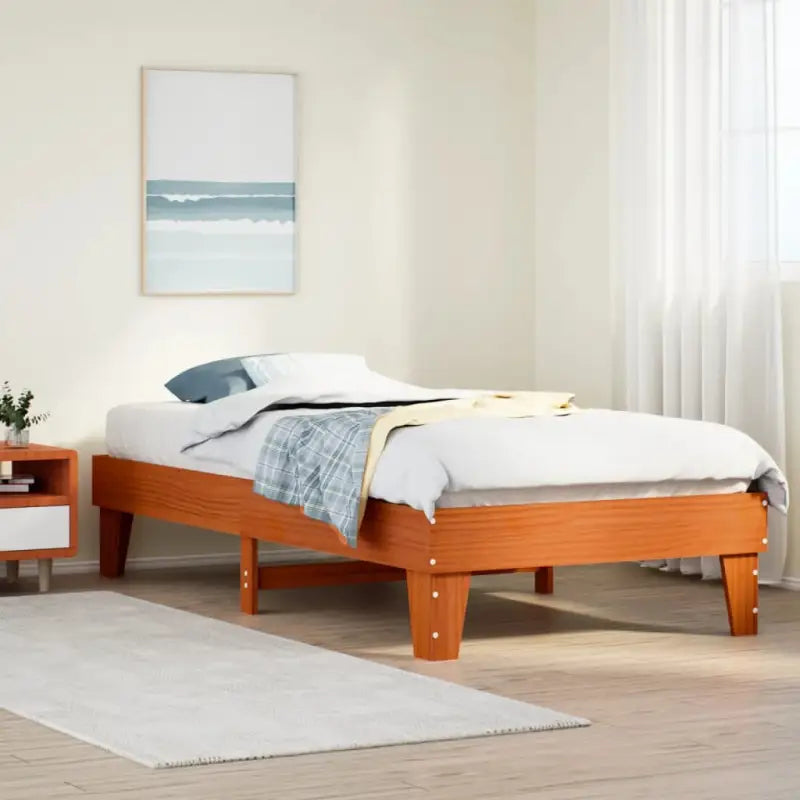 Bedframe van massief grenenhout met extra opbergruimte voor elke slaapkamer - Wasbruin / 100 x 200 cm - Bedden &