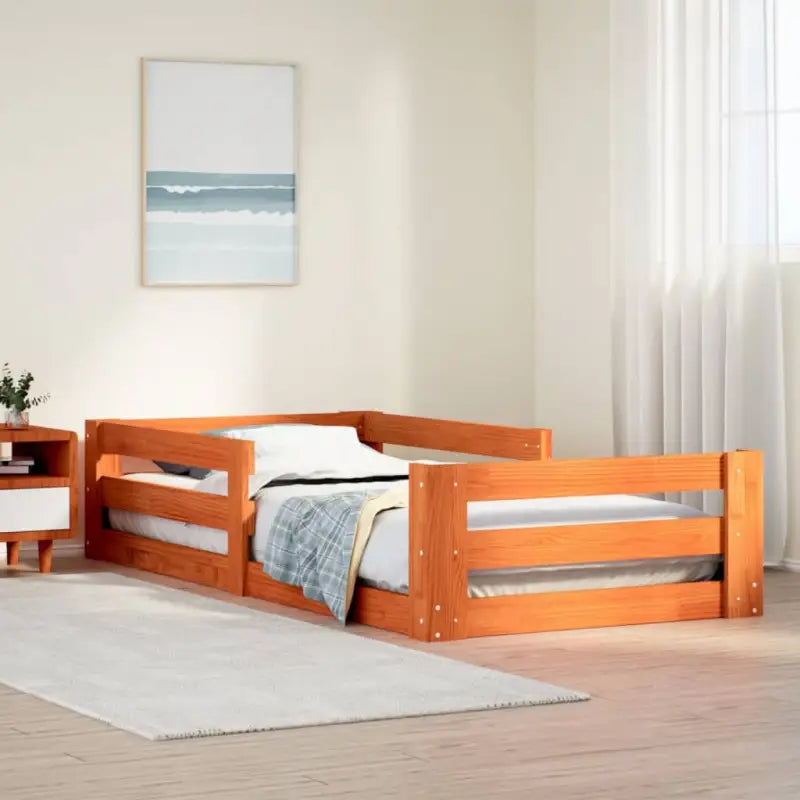 Bedframe van massief grenenhout met extra opbergruimte - Wasbruin / 75 x 190 cm - Bedden & bedframes