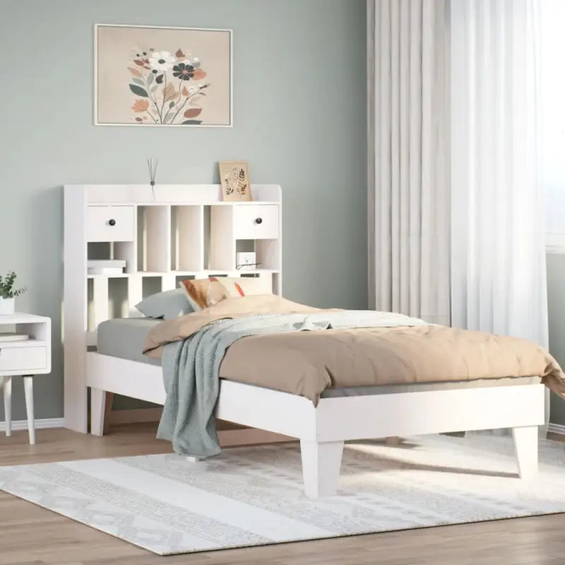 Bedframe van massief grenenhout met extra opbergruimte - Wit / 100 x 200 cm - Bedden & bedframes